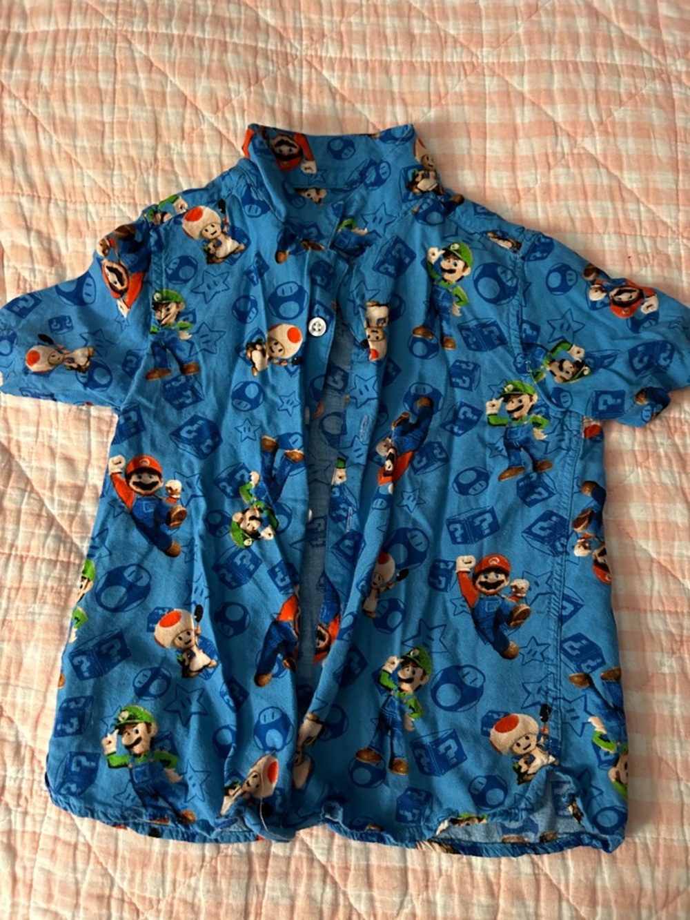 Nintendo Super Mario bros boys button up shirt 4 EUC